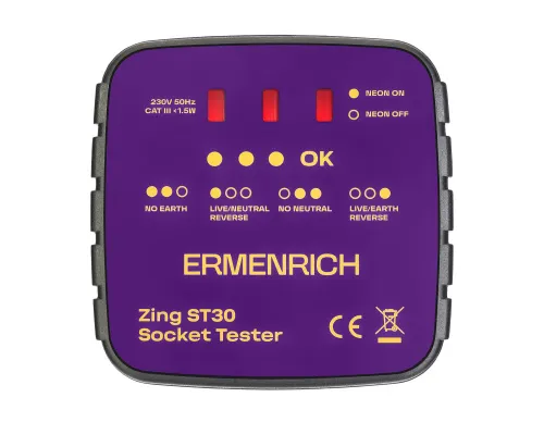 фотография Тестер за захранващи контакти Ermenrich Zing ST30, изображение 2