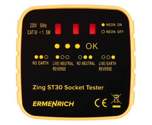 снимка Тестер за захранващи контакти Ermenrich Zing ST30, изображение 2